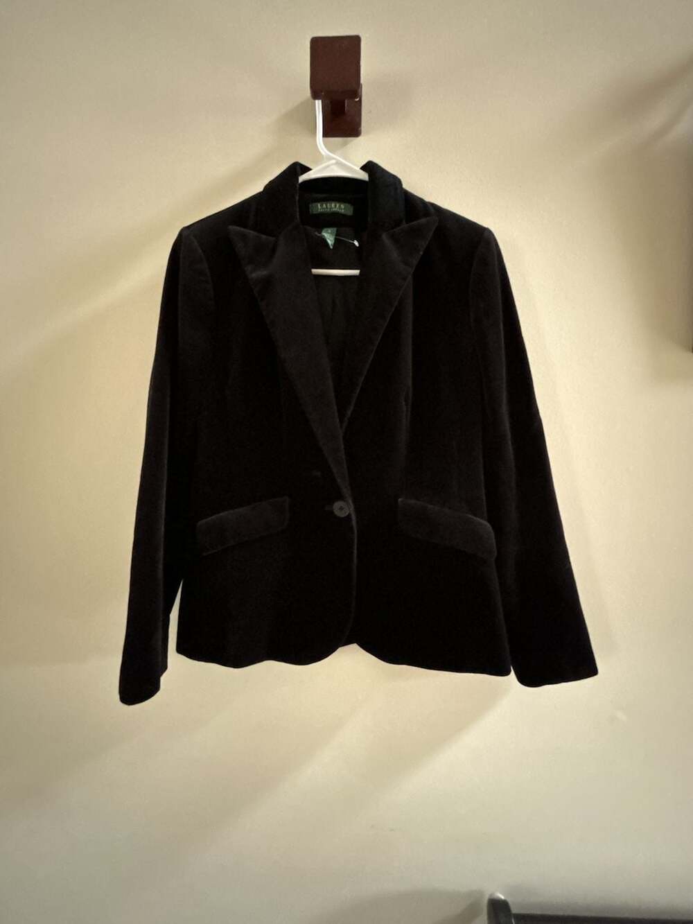 Lauren Ralph Lauren Velvet Blazer Size 4 Black Cotton